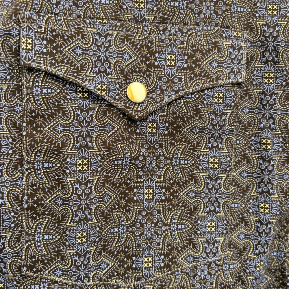 Panhandle Slim Mens XL Blue Geometric Snap Western Shirt Long Sleeve 30S8811 - Picture 5 of 6